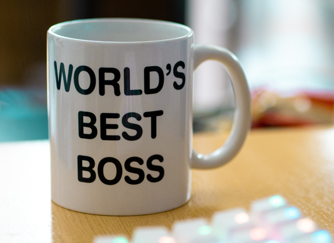 Une tasse avec l'inscription "world's best boss"