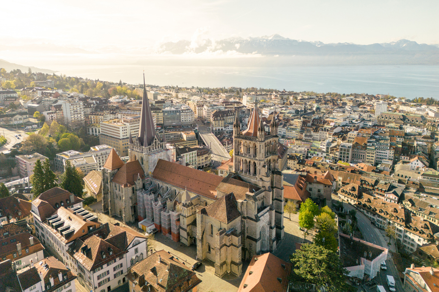 Vue aérienne de Lausanne