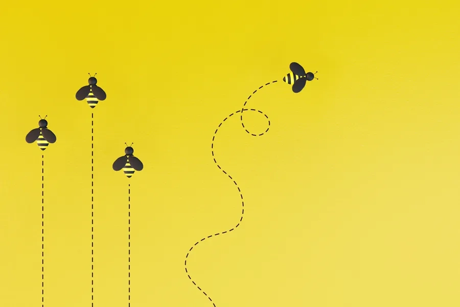  Des illustrations 3D d'abeilles sur un fond jaune