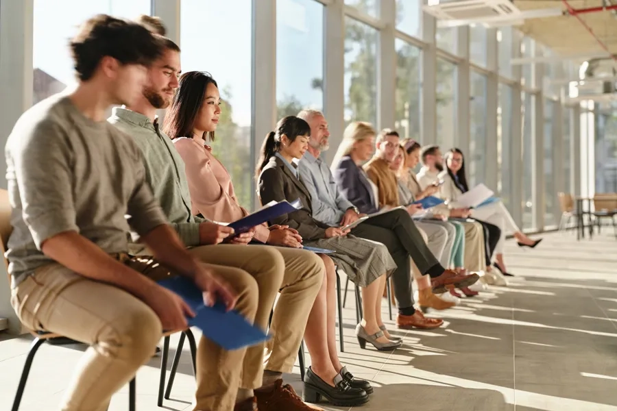 Des candidats qui attendent un entretien d'embauche