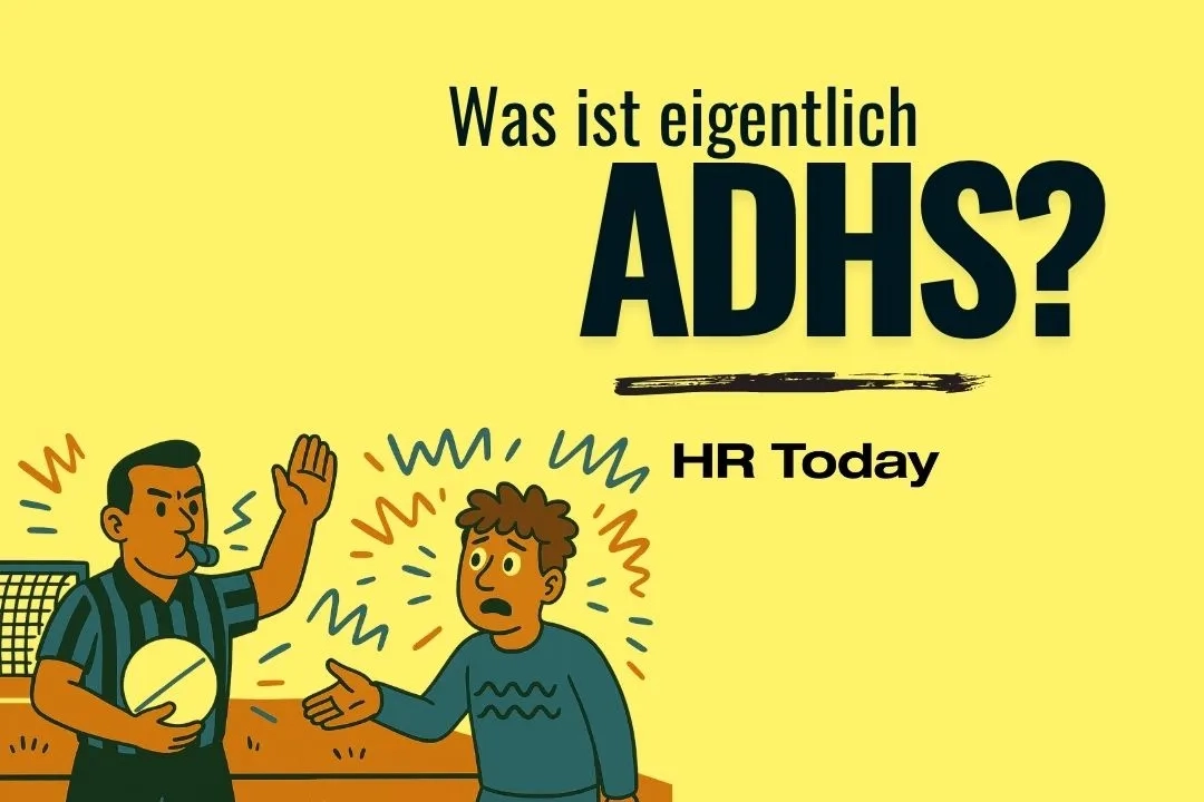 Ein Schiedsrichter hält eine weiße Pille mit Bruchlinie unterm Arm, pfeift und zeigt ein Foul an. Gegenüber steht eine frustrierte Person und fordert die Pille zurück. Um sie herum visualisieren Zickzacklinien Lärm und Stress.