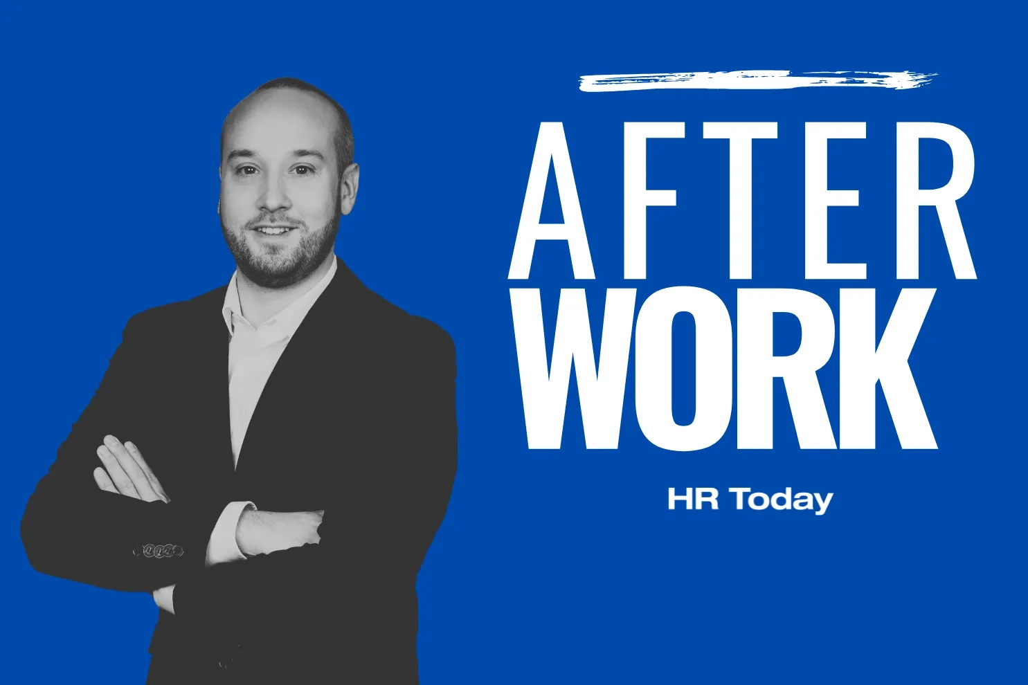 Das Teaserbild für das Format Afterwork. Es zeigt Daniele Castelluccio, ein Mann mit Dreitagebart und Glatze, der freundlich in die Kamera schaut und die Arme verschränkt hält. Er trägt Hemd und Anzug.