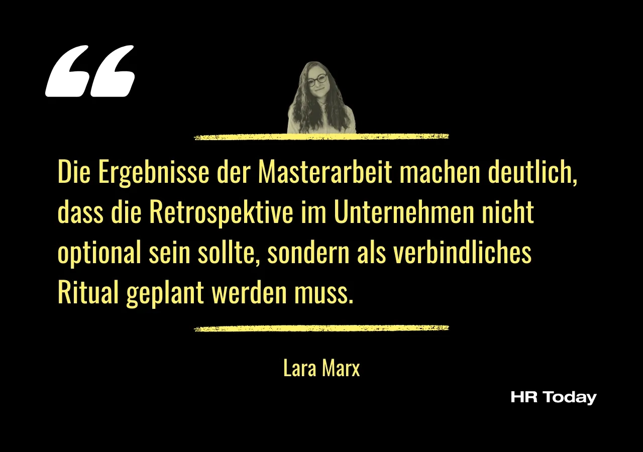 Artikelzitat: Die Ergebnisse der Masterarbeit machen deutlich, dass die Retrospektive im Unternehmen nicht optional sein sollte, sondern als verbindliches Ritual geplant werden muss.