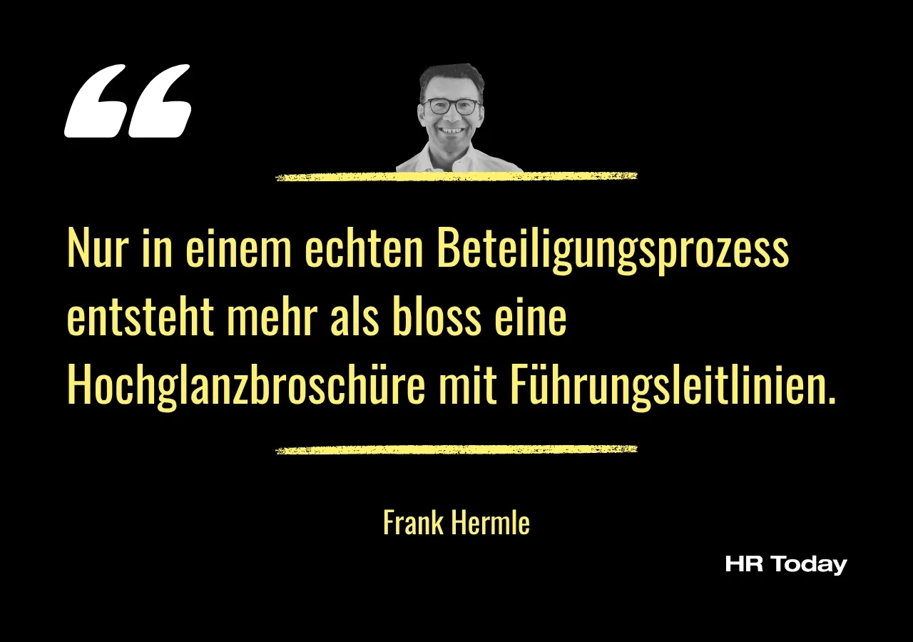 Artikelzitat: Nur in einem echten Beteiligungsprozess entsteht mehr als bloss eine Hochglanzbroschüre mit Führungsleitlinien.