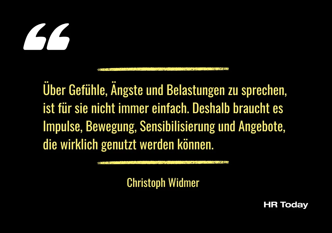 Zitat Widmer: Über Gefühle, Ängste und Belastungen zu sprechen, ist für sie nicht immer einfach. Deshalb braucht es Impulse, Bewegung, Sensibilisierung und Angebote, die wirklich genutzt werden können.